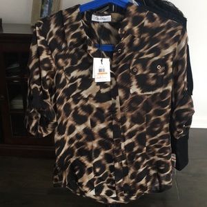 NWT Calvin Klein Leopard button down top!